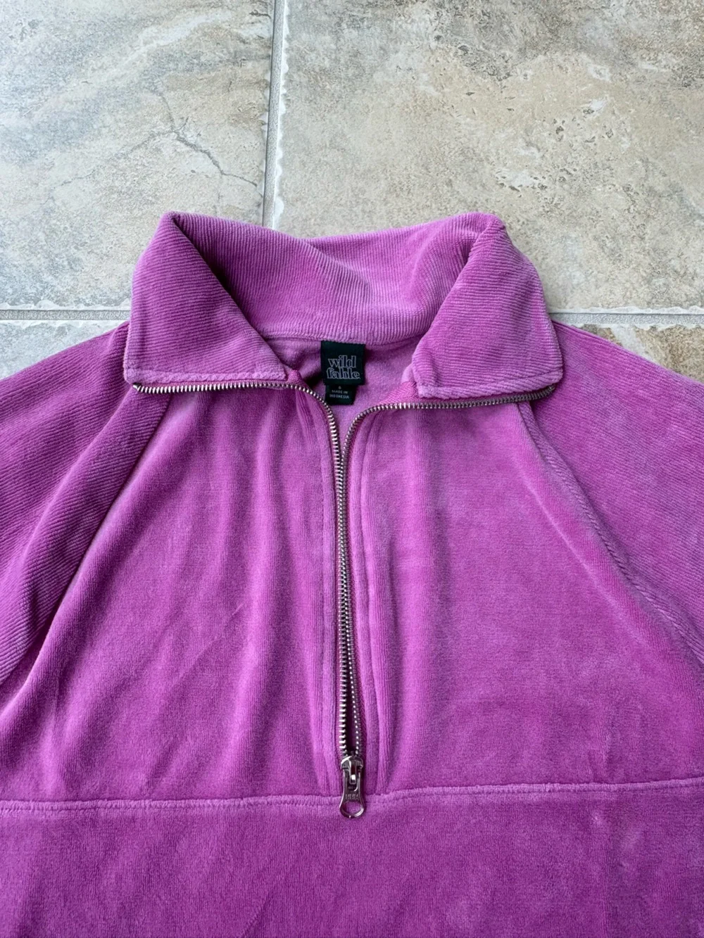 Wild Fable Purple Velour Quarter 1/4 Zip Pullover Sweatshirt Size Small S - Picture 3 of 11